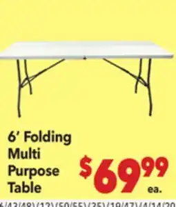 Vallarta Supermarkets 6' Folding Multi Purpose Table offer