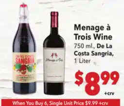 Vallarta Supermarkets Menage à Trois Wine offer