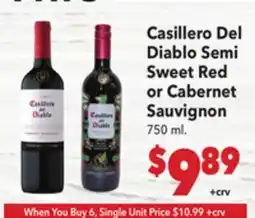 Vallarta Supermarkets Casillero Del Diablo Semi Sweet Red or Cabernet Sauvignon offer