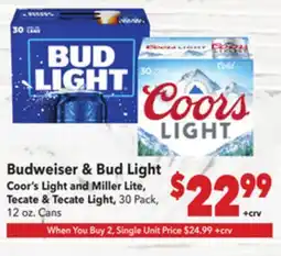 Vallarta Supermarkets Budweiser & Bud Light offer