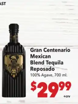 Vallarta Supermarkets Gran Centenario Mexican Blend Tequila Reposado offer