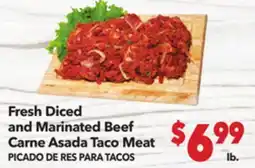 Vallarta Supermarkets Fresh Diced and Marinated Beef Carne Asada Taco Meat / PICHADO DE RES PARA TACOS offer