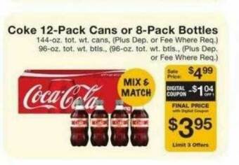 Fairway Store Market Coke 12-Pack Cans Or 8-Pack Bottles offer