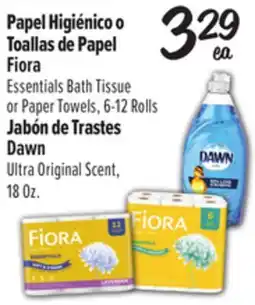 El Super Fiora Essentials Bath Tissue or Paper Towels, 6-12 Rolls, Dawn Ultra Original Scent, 18 Oz offer