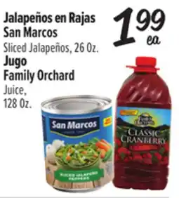 El Super San Marcos Sliced Jalapeños, 26 Oz. Family Orchard Juice, 128 Oz offer