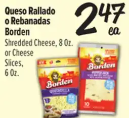 El Super Borden Shredded Cheese, 8 Oz. or Cheese Slices, 6 Oz offer