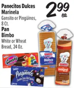 El Super Marinela Gansito or Pingüinos,8 Ct. Pan Bimbo White or Wheat Bread, 24 Oz offer
