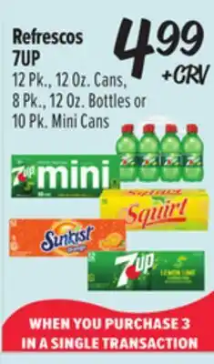 El Super 7UP 12 Pk., 12 Oz. Cans, 8 Pk., 12 Oz. Bottles or 10 Pk. Mini Cans offer