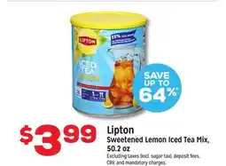Grocery Outlet Lipton Sweetened Lemon Iced Tea Mix offer