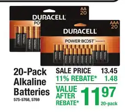 Menards 20-Pack Alkaline Batteries offer
