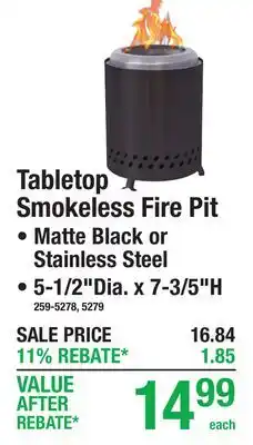 Menards Tabletop Smokeless Fire Pit offer