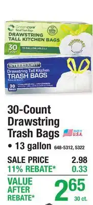 Menards 30-Count Drawstring Trash Bags offer