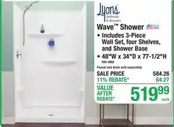 Menards Wave Shower offer