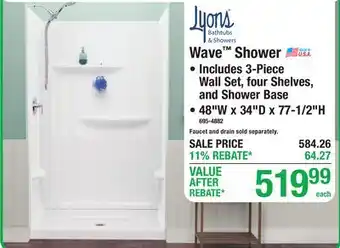 Menards Wave Shower offer