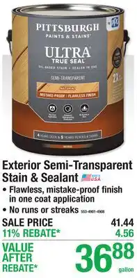 Menards PITTSBURGH PAINTS & STAINS Exterior Semi-Transparent Stain & Sealant offer