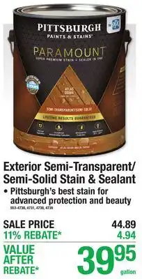 Menards PITTSBURGH Exterior Semi-Transparent/Semi-Solid Stain & Sealant offer