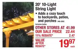 Menards 20' 10-Light String Light offer