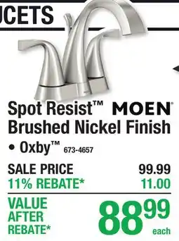Menards MOEN Spot Resist Brushed Nickel Finish offer