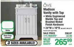 Menards Madison Vanity with Top offer