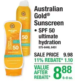 Menards Australian Gold Sunscreen offer