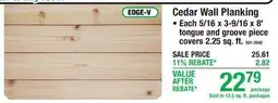 Menards Cedar Wall Planking offer