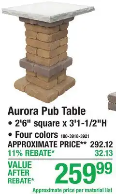 Menards Aurora Pub Table offer