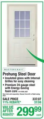 Menards Prehung Steel Door offer