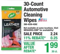 Menards 30-Count Automotive Cleaning Wipes offer