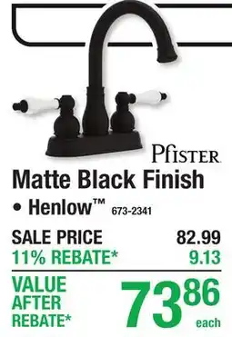 Menards Pfister Matte Black Finish offer
