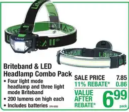 Menards Briteband & LED Headlamp Combo Pack offer