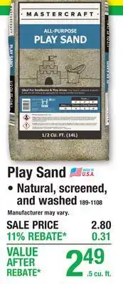 Menards Play Sand offer