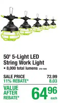 Menards 50' 5-Light LED String Work Light offer