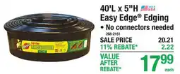 Menards 40'L x 5H Easy Edge Edging offer