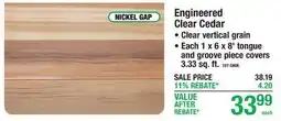 Menards Engineered Clear Cedar offer