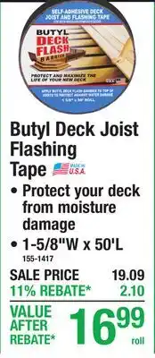 Menards Butyl Deck Joist Flashing Tape offer