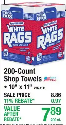 Menards 200-Count Shop Towels offer