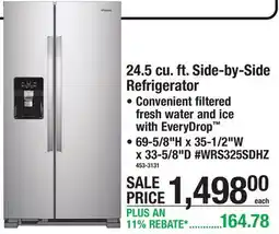 Menards 24.5 cu. ft. Side-by-Side Refrigerator offer