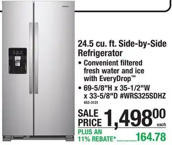 Menards 24.5 cu. ft. Side-by-Side Refrigerator offer