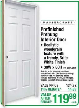 Menards Prefinished Prehung Interior Door offer
