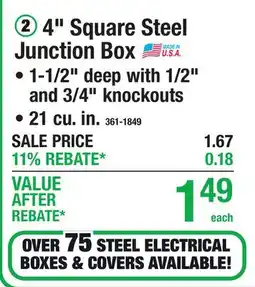 Menards 4 Square Steel Junction Box offer