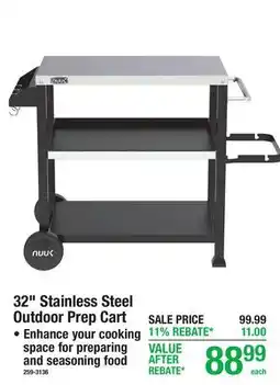 Menards 32 Stainless Steel Outdoor Prep Cart offer