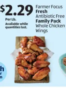 Aldi Farmer Focus Fresh Antibiotic Free Family Pack Whole Chicken Wings offer
