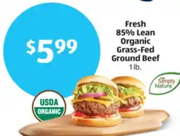 Aldi Fresh 85% Lean Organic Grass-Fed Ground Beef offer