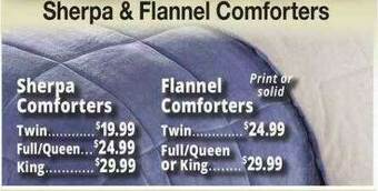 Ocean State Job Lot Sherpa & Flannel Comforters offer