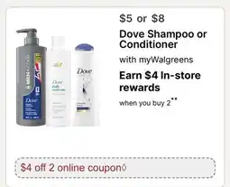 Walgreens Dove Shampoo or Conditioner offer