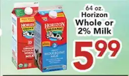 Eurofresh Market 64 oz. Horizon Whole or 2% Milk offer