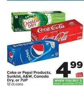 Weis Markets Coke Or Pepsi Products, Sunkist, A&W, Canada Dry Or 7UP offer