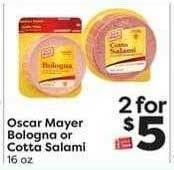 Weis Markets Oscar Mayer Bologna Or Cotta Salami offer
