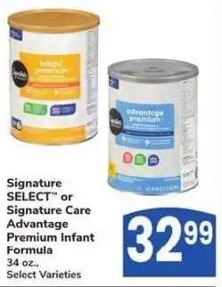 Albertsons Signature SELECT" or Signature Care Advantage Premium Infant Formula offer