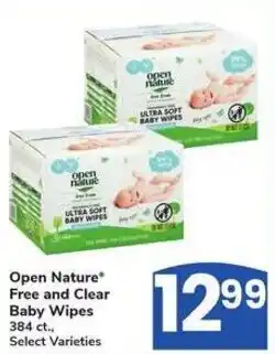 Albertsons Open Nature Free and Clear Baby Wipes offer